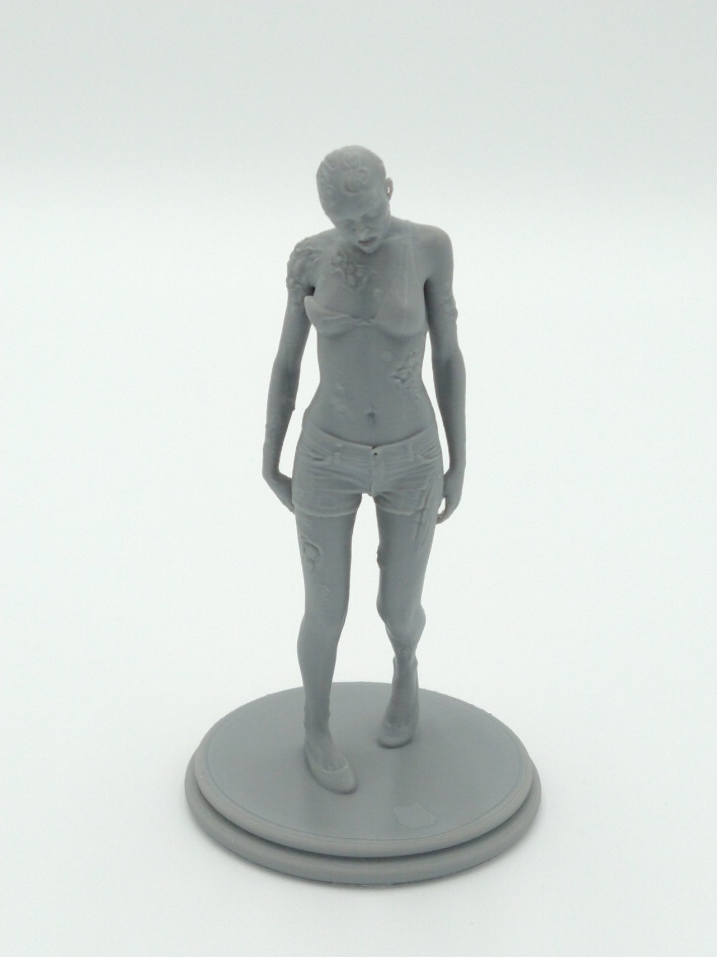 Female Zombie Figure Dying Light Gray 3d Printed
