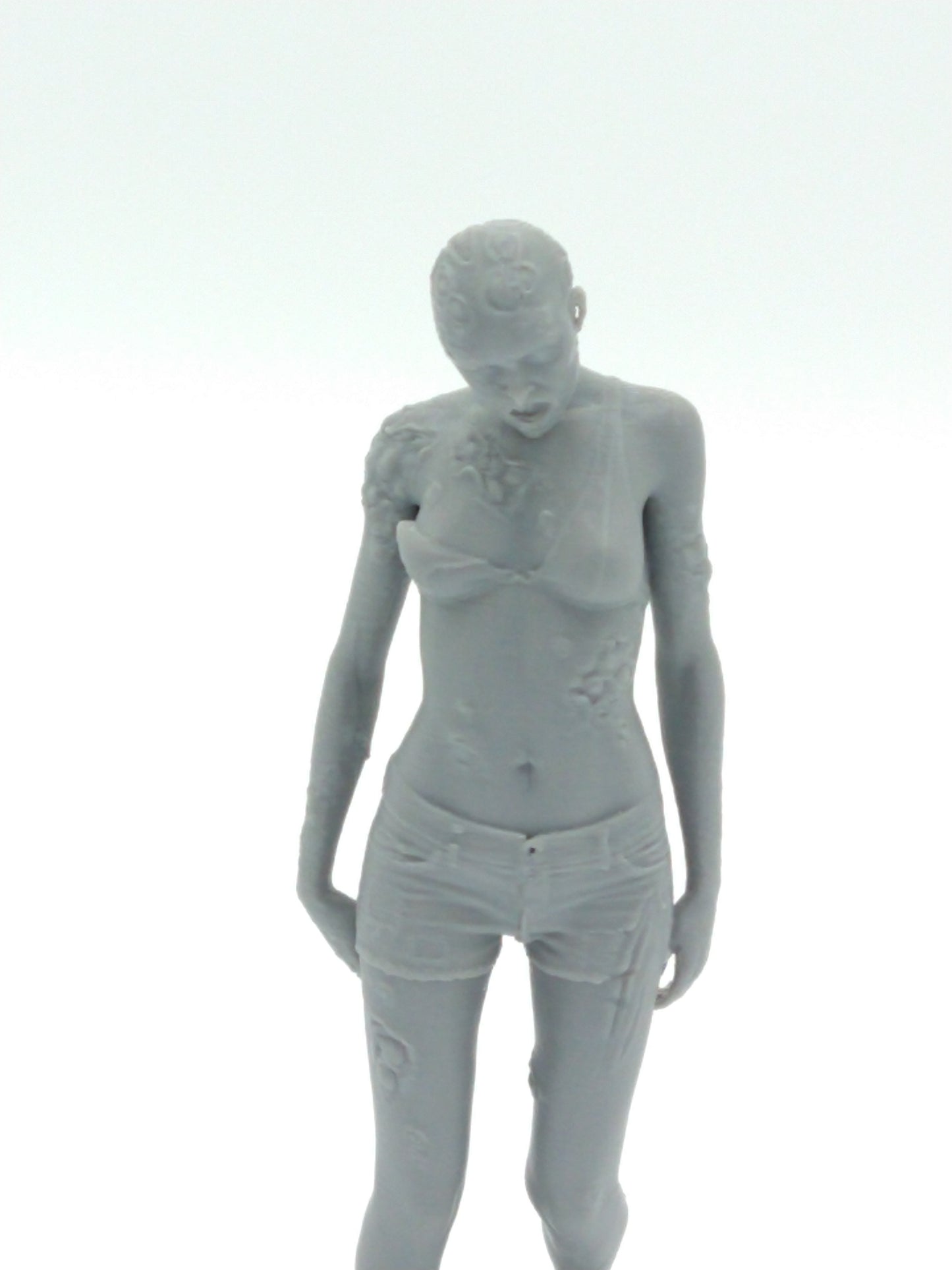 Female Zombie Figure Dying Light Gray 3d Printed