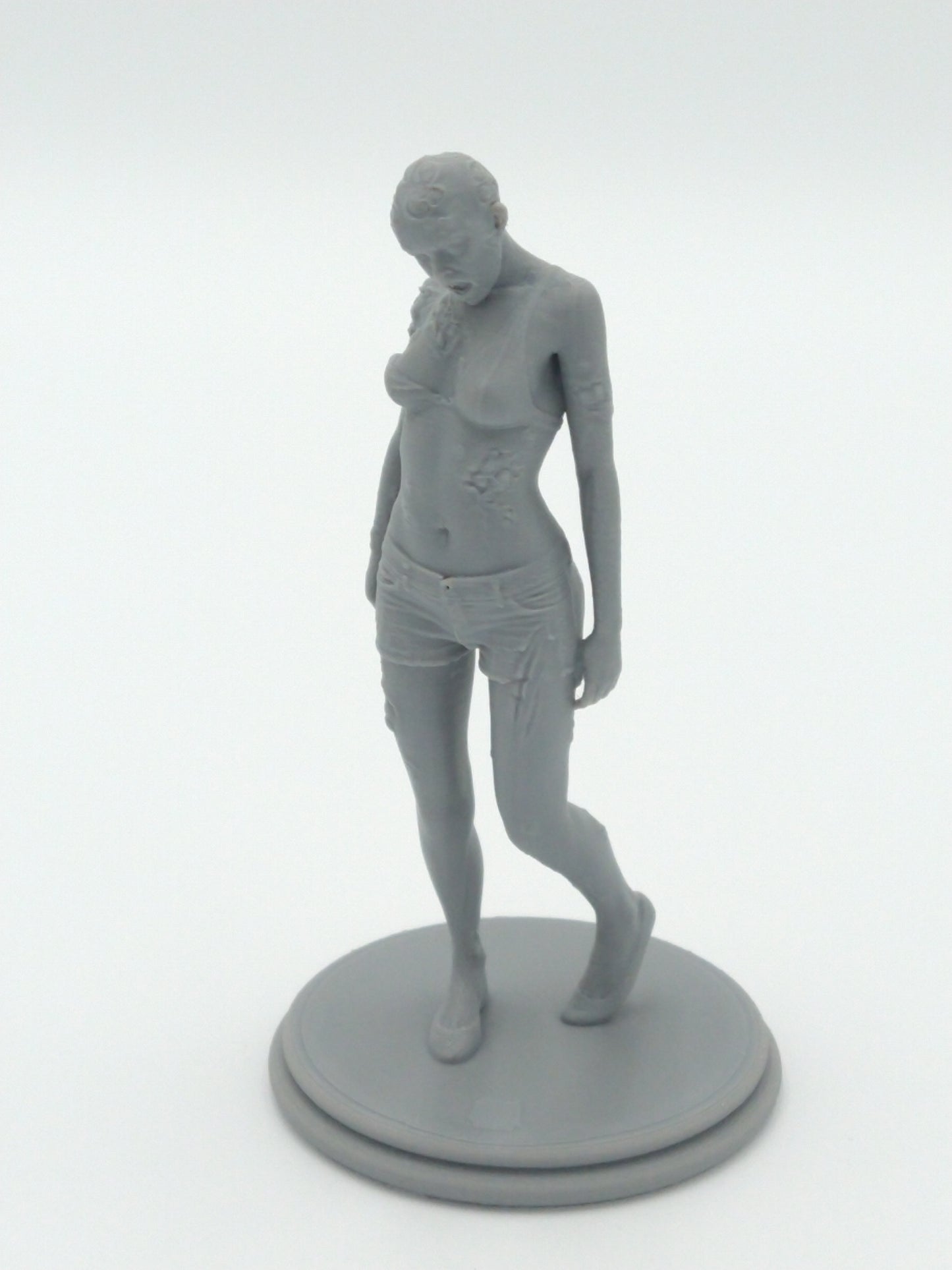 Female Zombie Figure Dying Light Gray 3d Printed