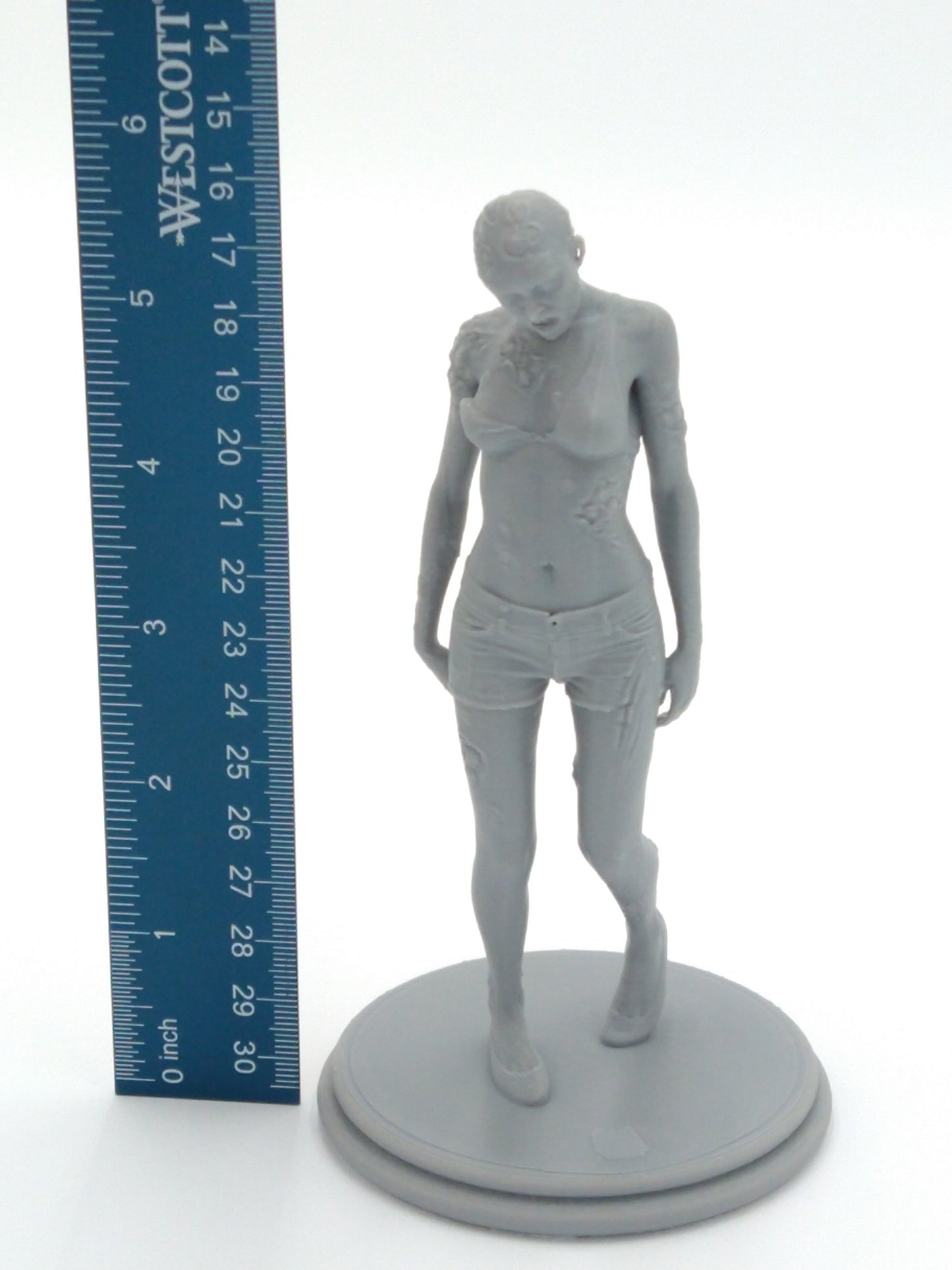 Female Zombie Figure Dying Light Gray 3d Printed