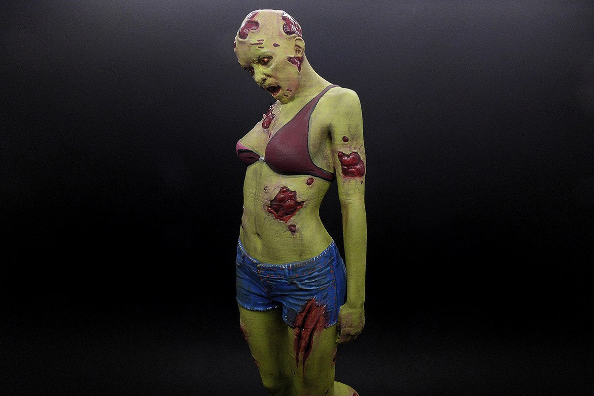 Female Zombie Figure Dying Light Gray 3d Printed