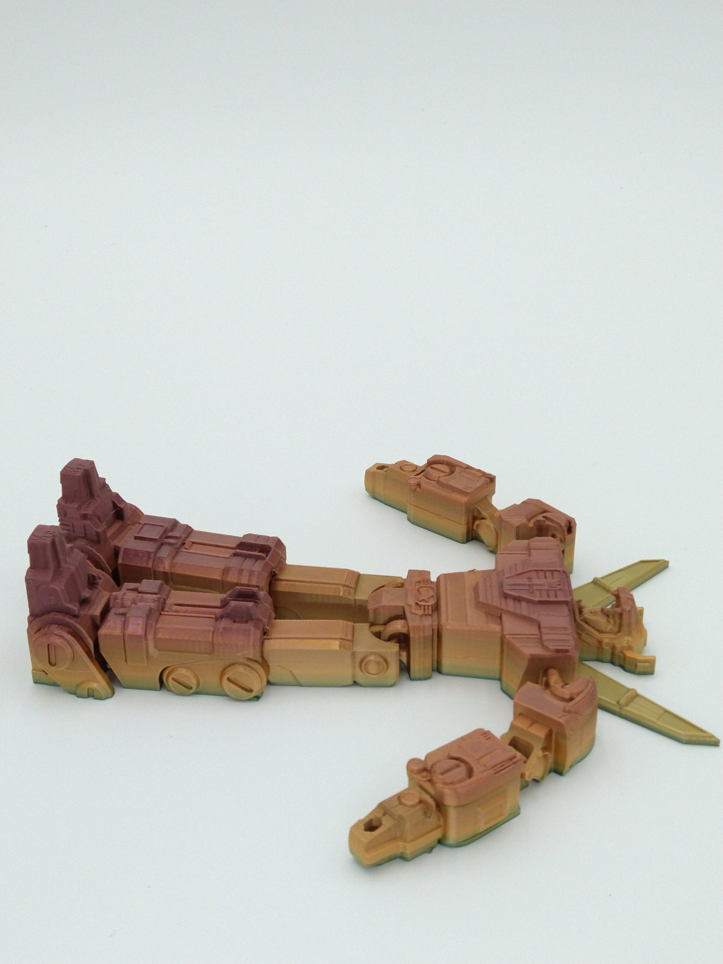 Voltron Figure Articulated Flexi Metallic Rainbow 3D Printed Figure