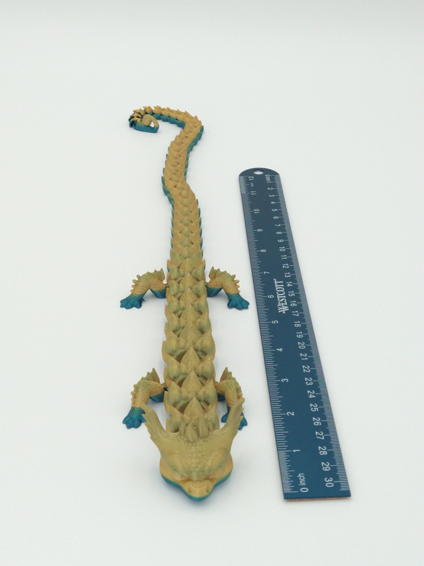 BILLY THE DRAGON Articulated Flexi Figure 3D Printed Metallic Rainbow 19"