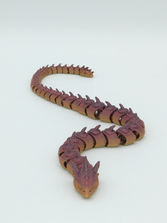SERPENT SNAKE DRAGON Articulated Flexi Figure 3D Printed Metallic Rainbow 21"