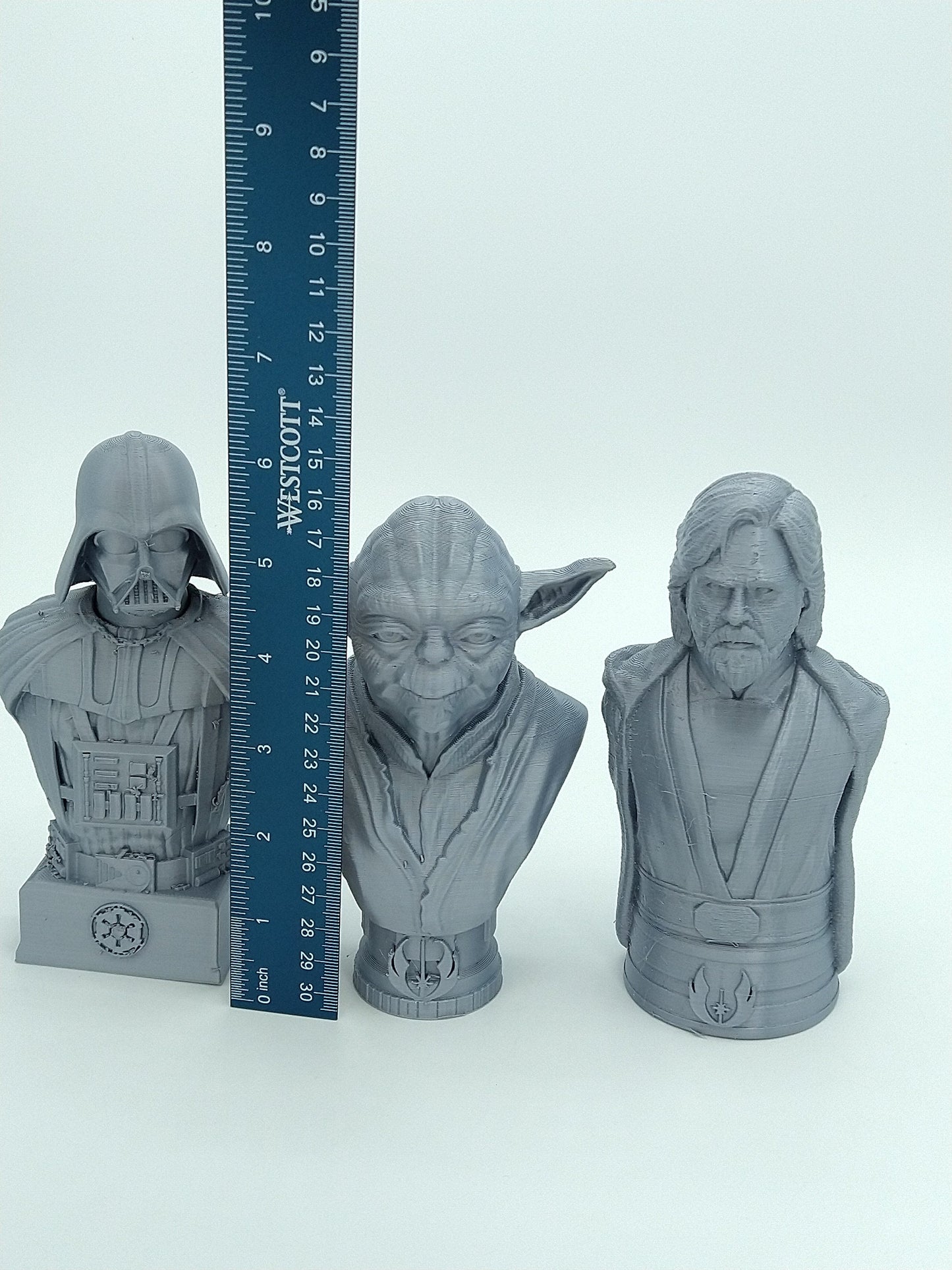 Star Wars Busts lot of 3 YODA, LUKE & Darth Vader Bust Gray 3D PRINTED