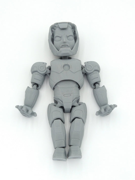 Iron Man Tony Stark Unmasked Articulated Figure Flexi 7" Gray 3D Printed Figure