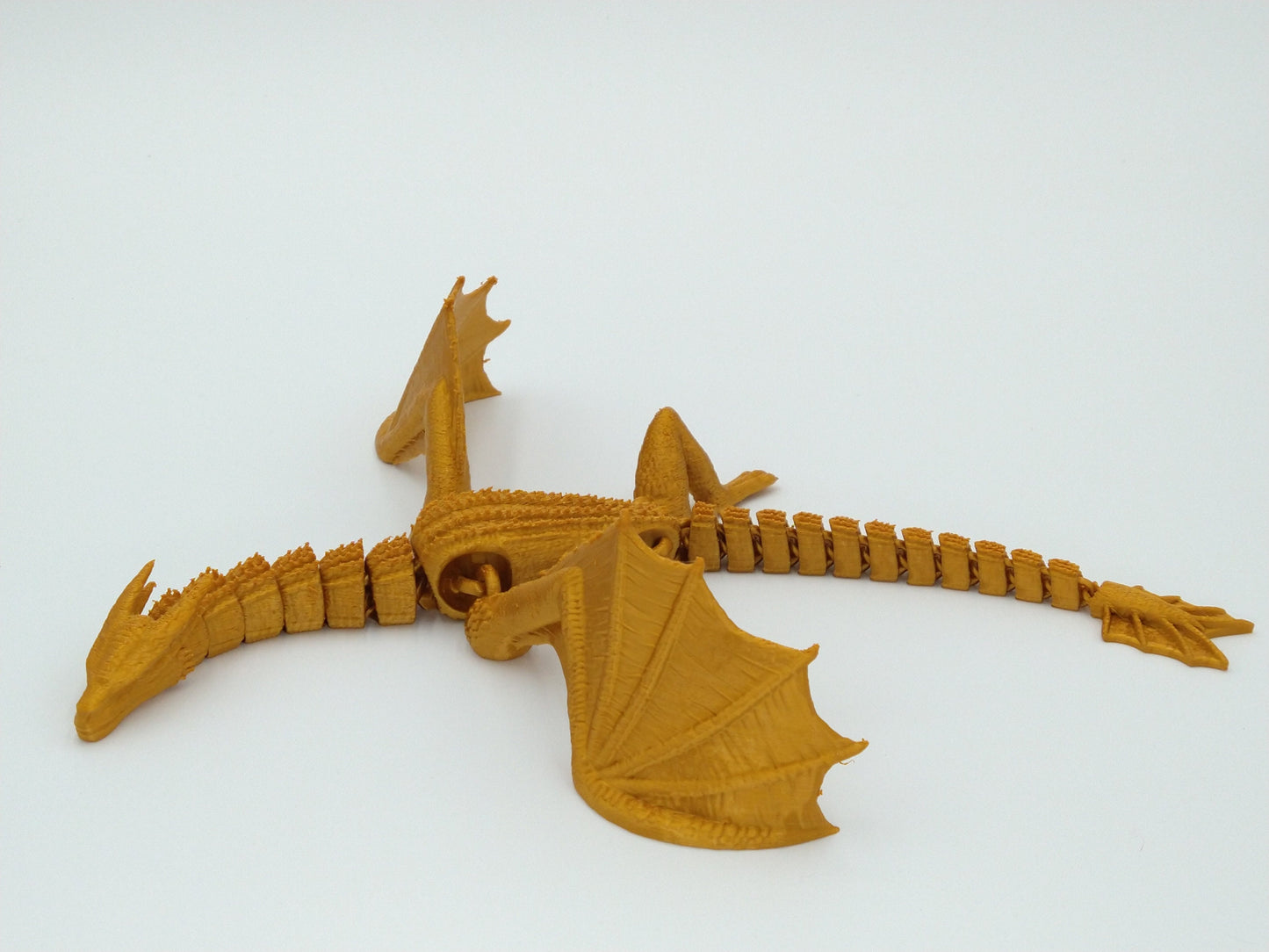 SYRAX Dragon Articulated Flexi Gold 12" 3D Printed Figure